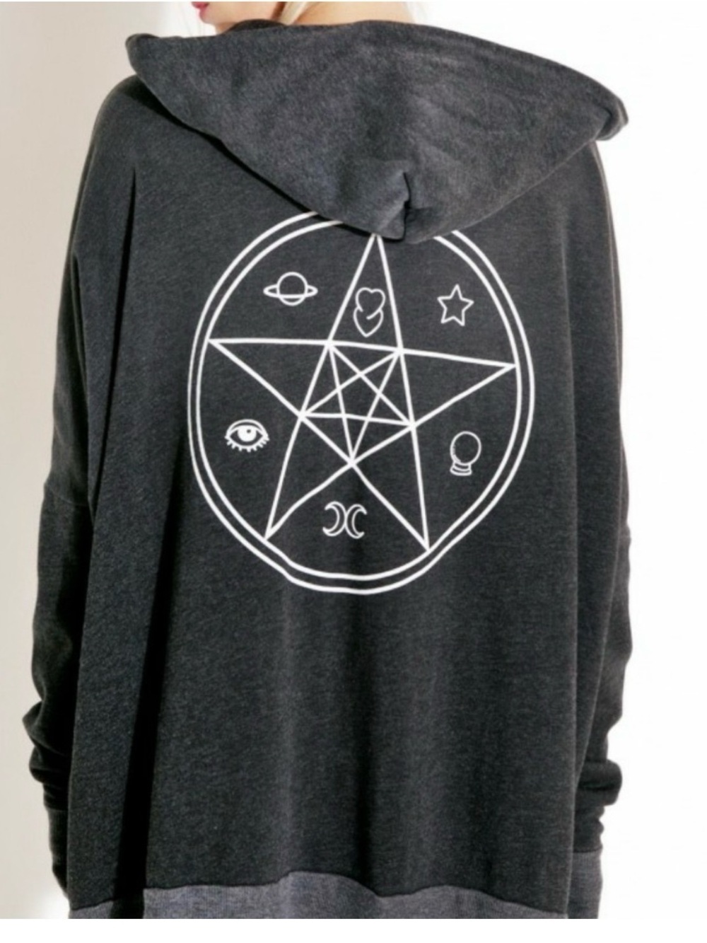 Wildfox Rare Lucky Charms Charcoal Gray Regan Zip Up Hoodie - Picture 2 of 5